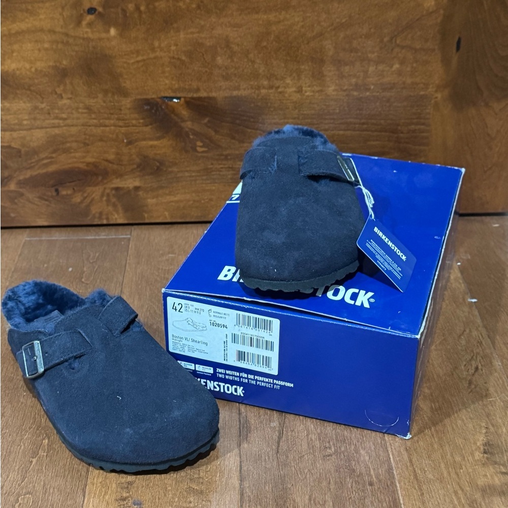 Birkenstock Blue Suede Clogs